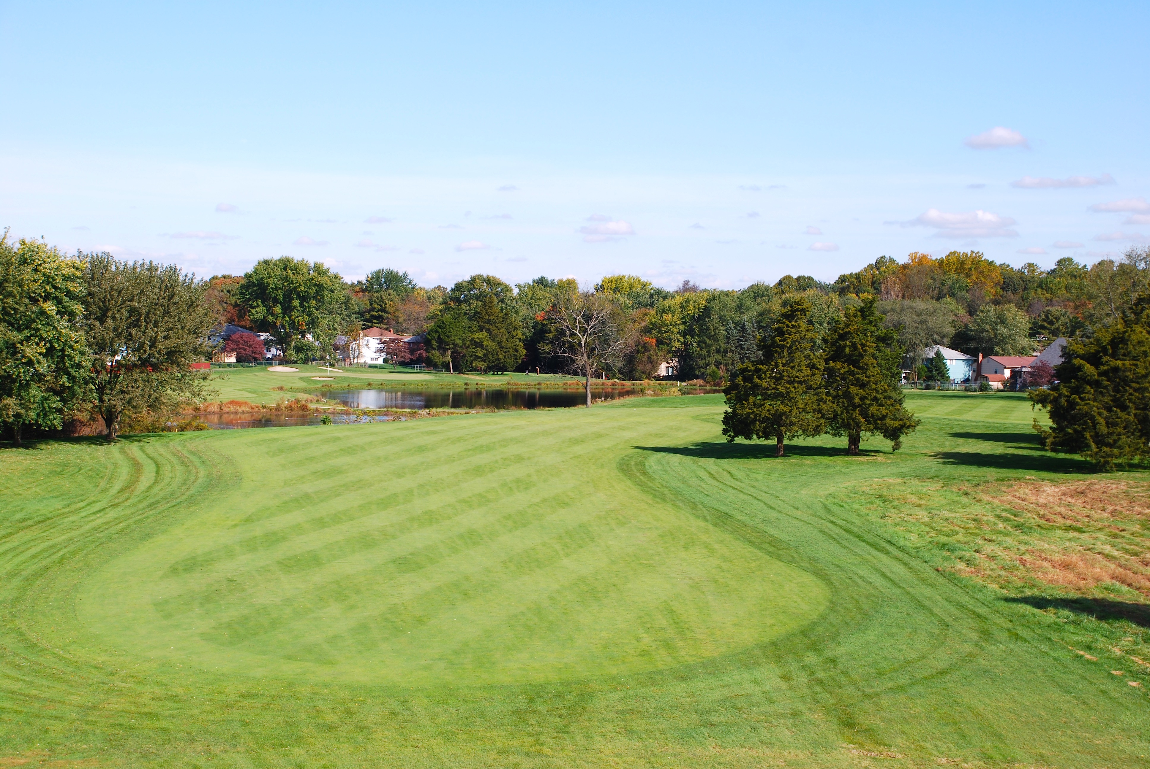 view of hole 13 with fresh cut greens